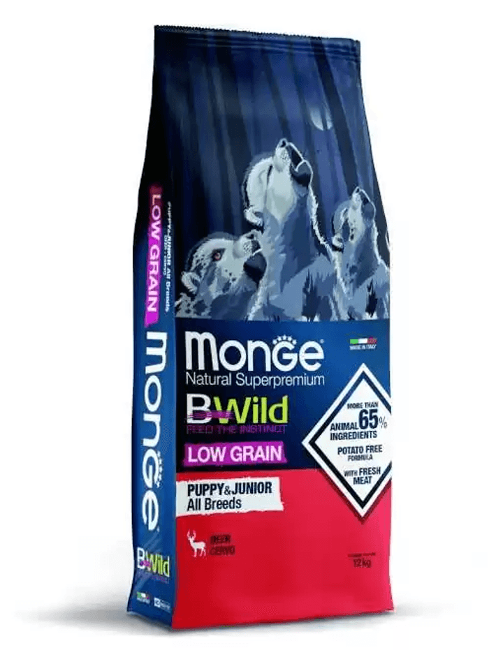Monge Natural Suva hrana za štence i mlade pse svih rasa Superpremium BWild, Jelen, 12kg