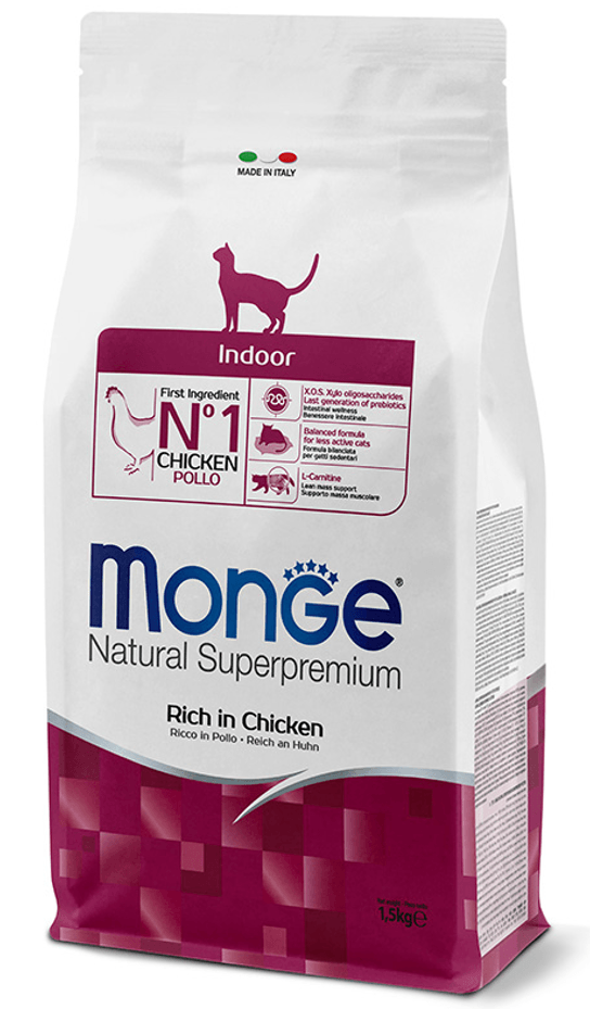Monge Suva hrana za mačke Natural Superpremium Indoor, Piletina, 1.5kg