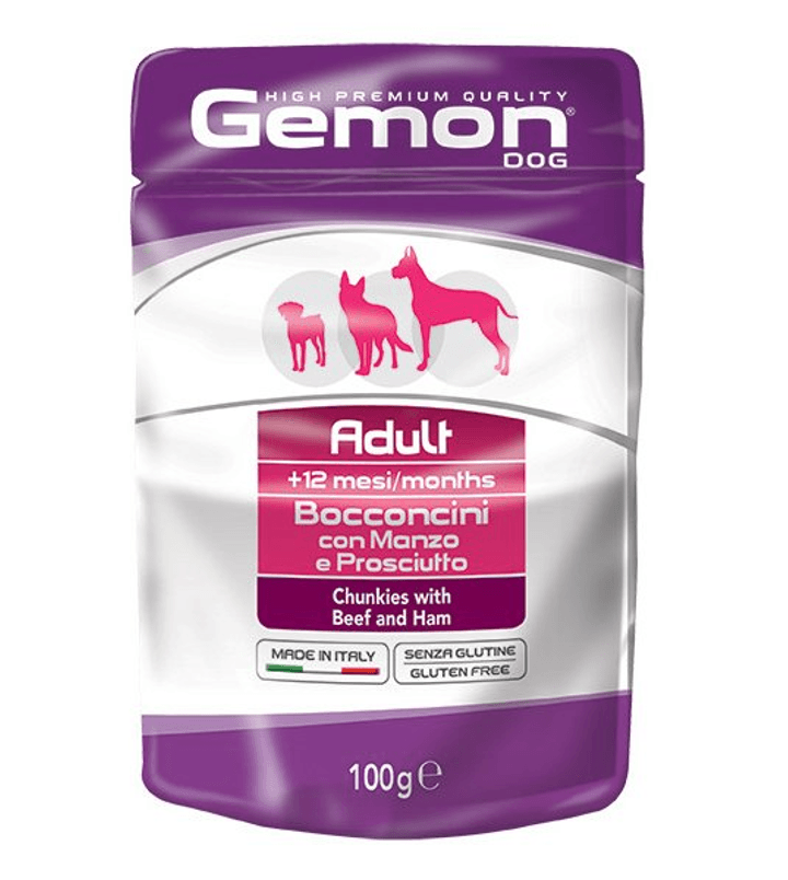 Gemon Vlažna hrana za odrasle pse svih rasa Bocconcini, Govedina i šunka, 0.1kg