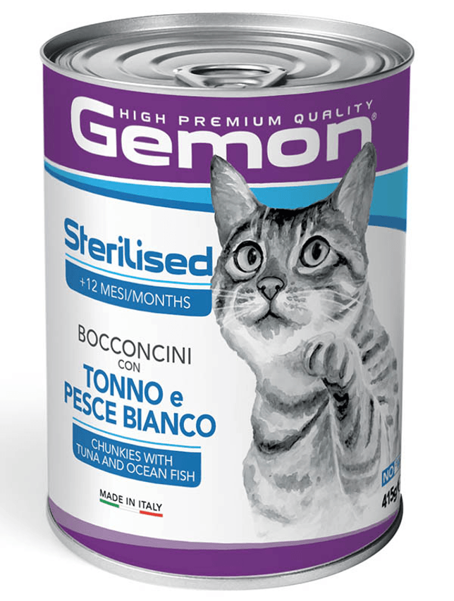 Gemon Suva hrana za sterilisane mačke, Komadići, Tunjevina i okeanska riba, 0.415kg