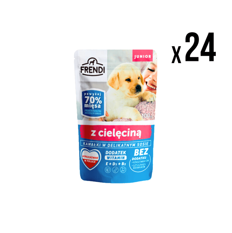 Frendi Vlažna hrana za mlade pse junior, Teletina, 100g, 24 komada