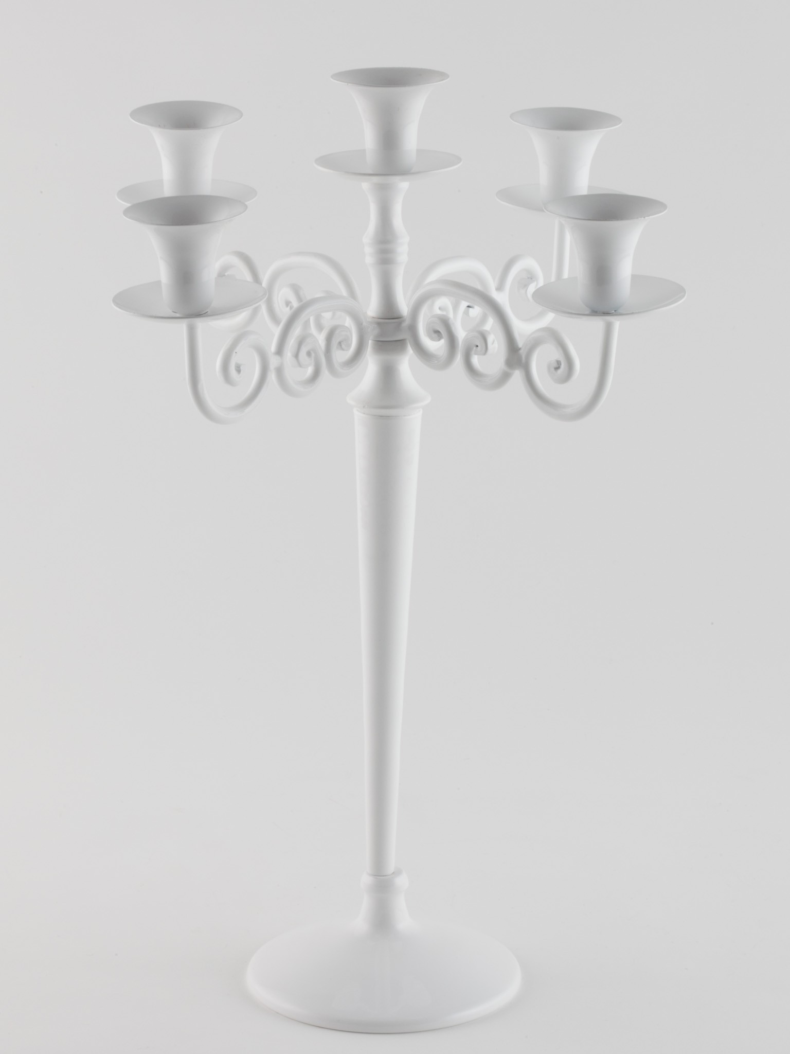 Metalni svećnjak 5 sveća beli