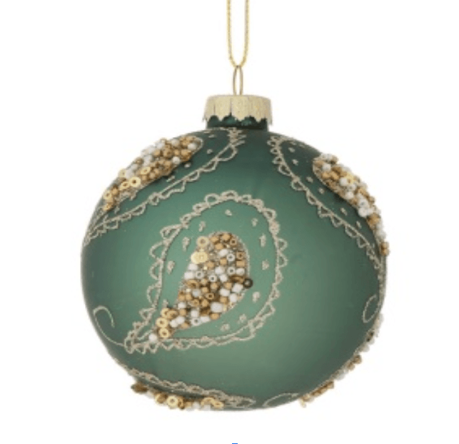 Novogodišnji ukras za jelku Kugla, Stakleni, 12 cm, Zeleni