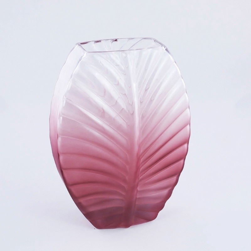 PLATHEA Staklena vaza u obliku lista, 22x11x30cm, Bordo