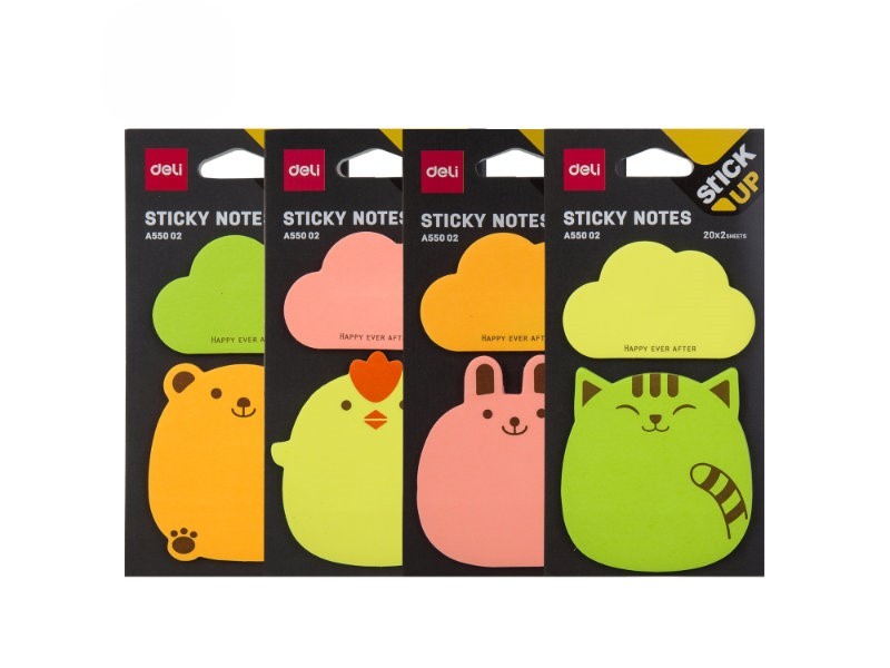 Deli Blok stikeri Životinje EA55002, 76×76mm, 2x20 lista, 4 komada