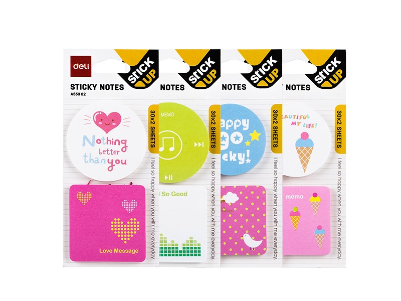 Deli Blok stikeri Oblici EA55302, 51x51mm, 2x30 listova, 4 komada