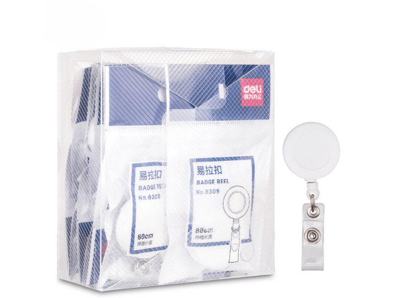 Deli Potežač za ID karticu F30mm 8309, 12 komada, Beli