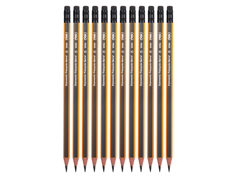 DELI Grafitne olovke sa gumicom Stripe, HB,12 komada