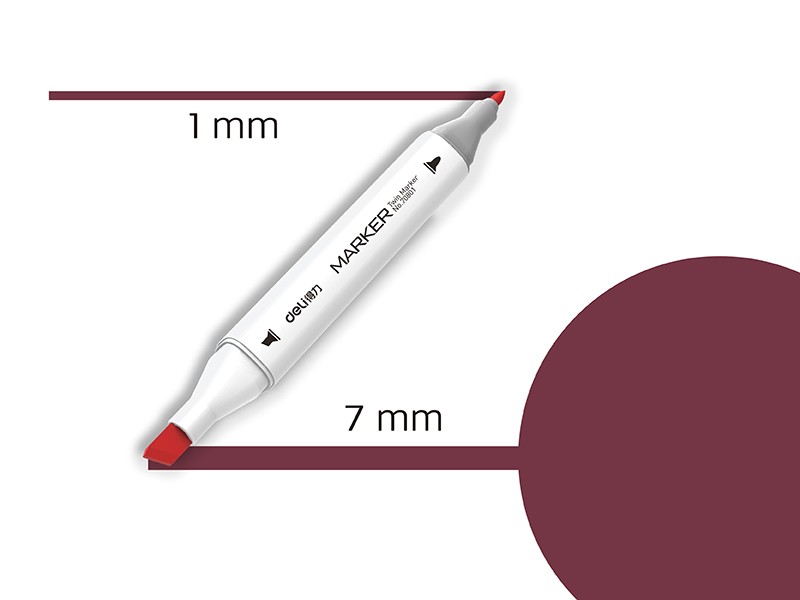 Deli Marker sa dva vrha Sketch 1 70801A-1, Vino crveni