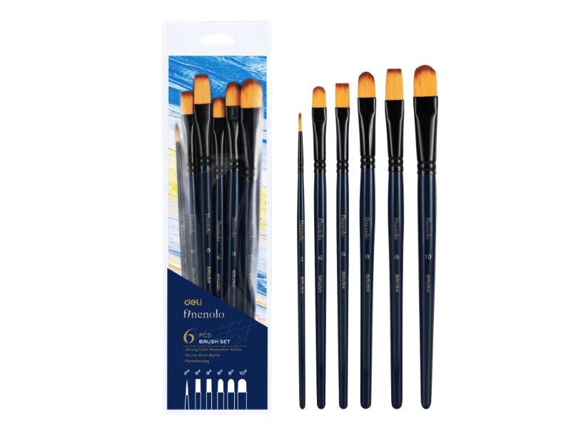 DELI Set četkica za slikanje akrilnim bojama EC278, 6 komada, Teget