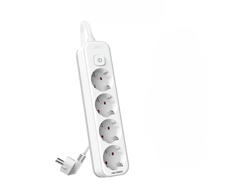 DELI Produžni kabal ET434, 4 utičnice, 1.8m, Beli