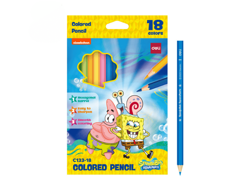 Deli Set drvene bojice Sunđer Bob EC133-18, 18 komada