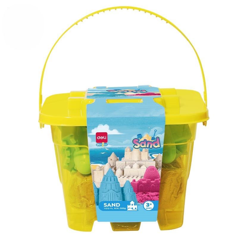 DELI Kinetički pesak u kantici sa 6 modli EY013-YL, 500g, Žuti