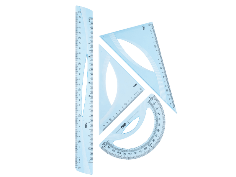 DELI Geometrijski set lenjira Woove EH13, 30 cm, Plavi