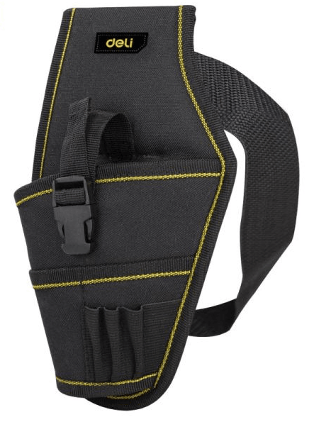 DELI Torbica za alat oko struka EDL430004, 4 pregrade, Crna