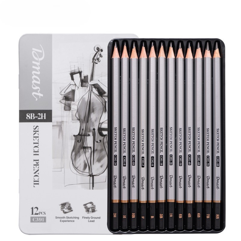 Dmast Set olovaka za skiciranje u metalnoj kutiji EC391, 12 komada