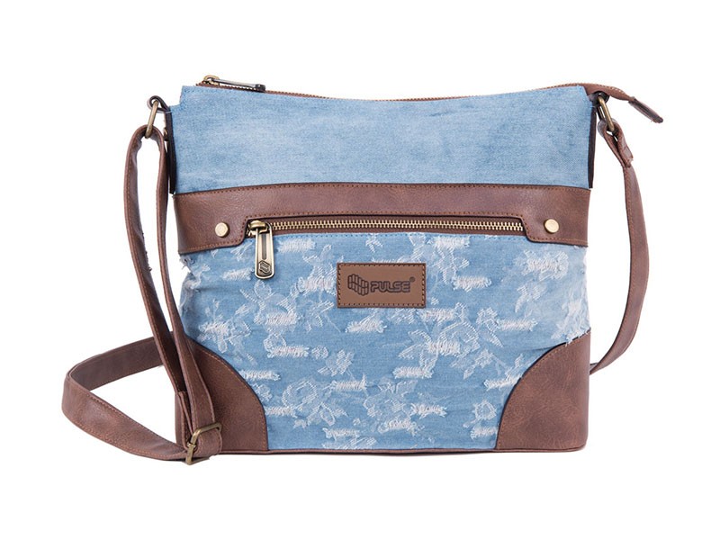 PULSE Torba na rame Jeans Worn out, Plavo - braon
