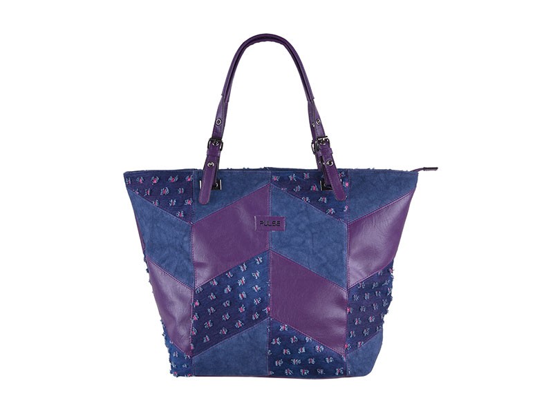 PULSE Torba na rame Venezia Flower Jeans, Teget - ljubičasta