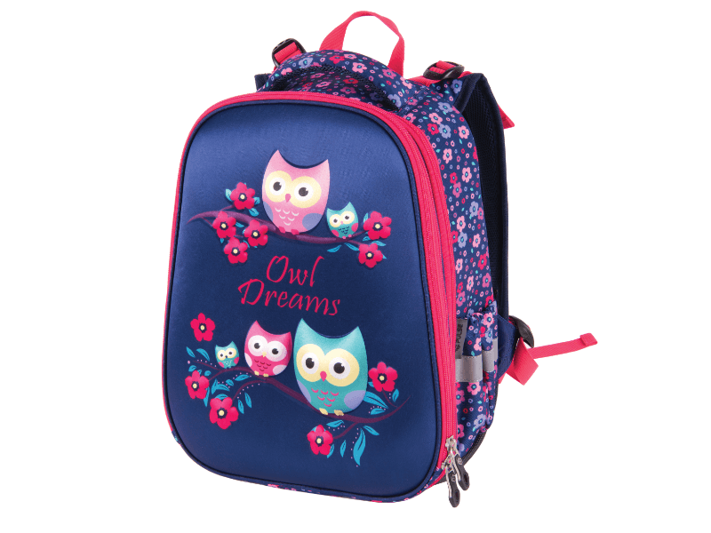 PULSE Školski ranac za devojčice ANATOMIC CUBE OWL DREAMS teget-roze