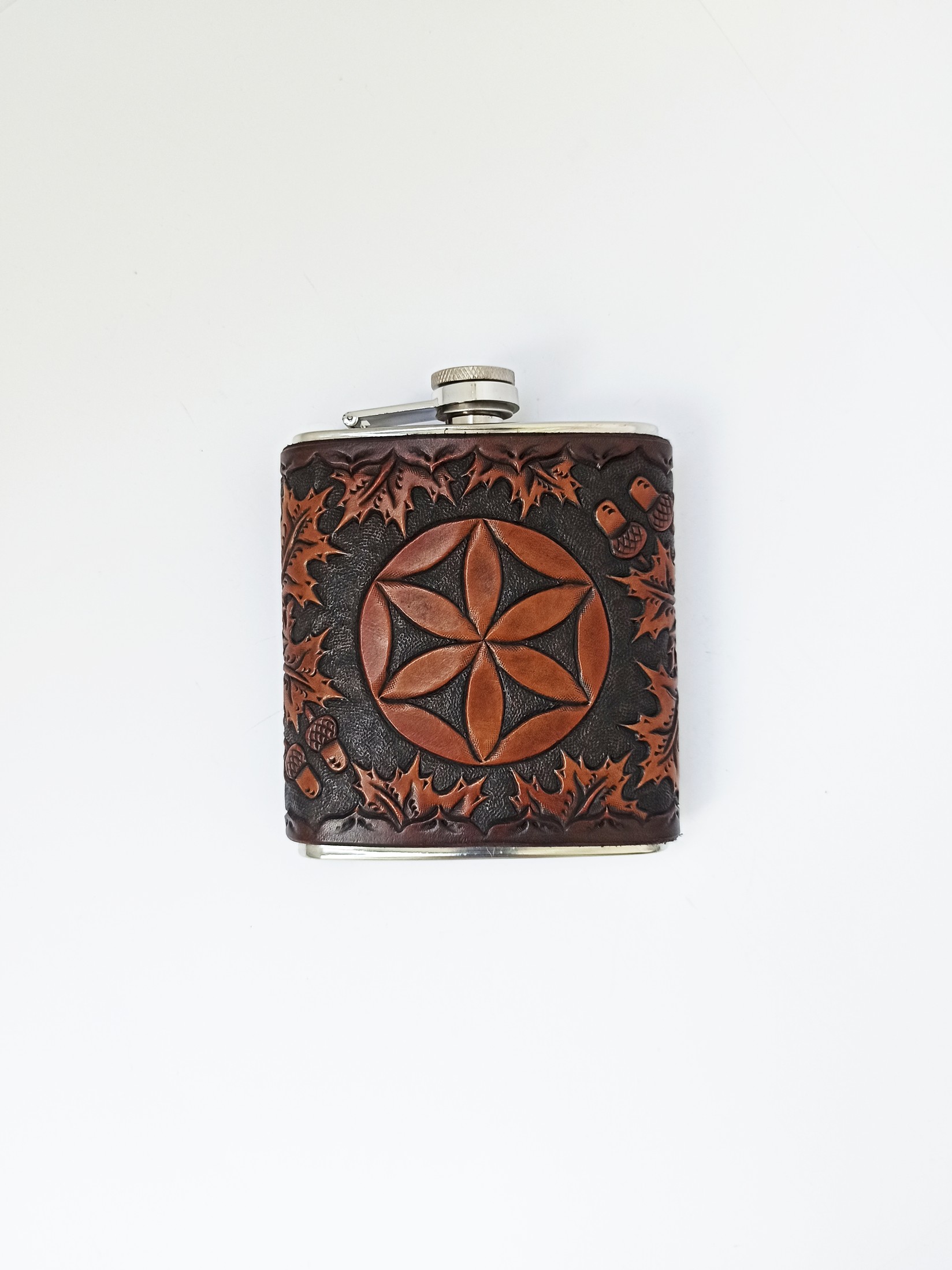 ROD Pljoska Perunika, Ručno gravirana, Kožna, 210ml