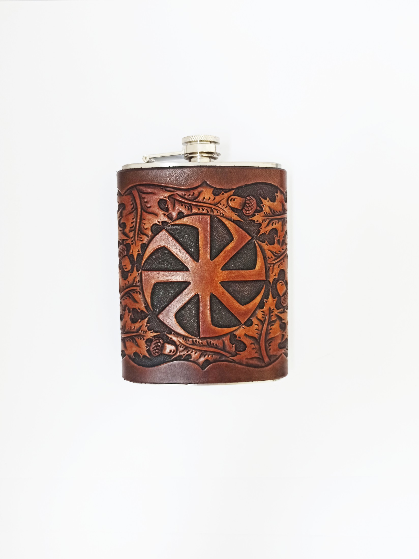 ROD Pljoska u kutiji Kolovrat, Ručno gravirana, Kožna, 236ml