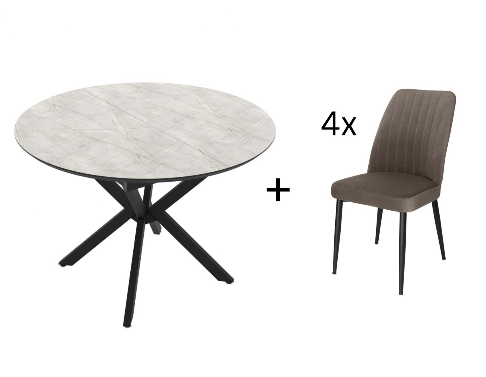 Matis Trpezarijski set Dobok, Sto i 4 stolice, Sivi-tamnosivi