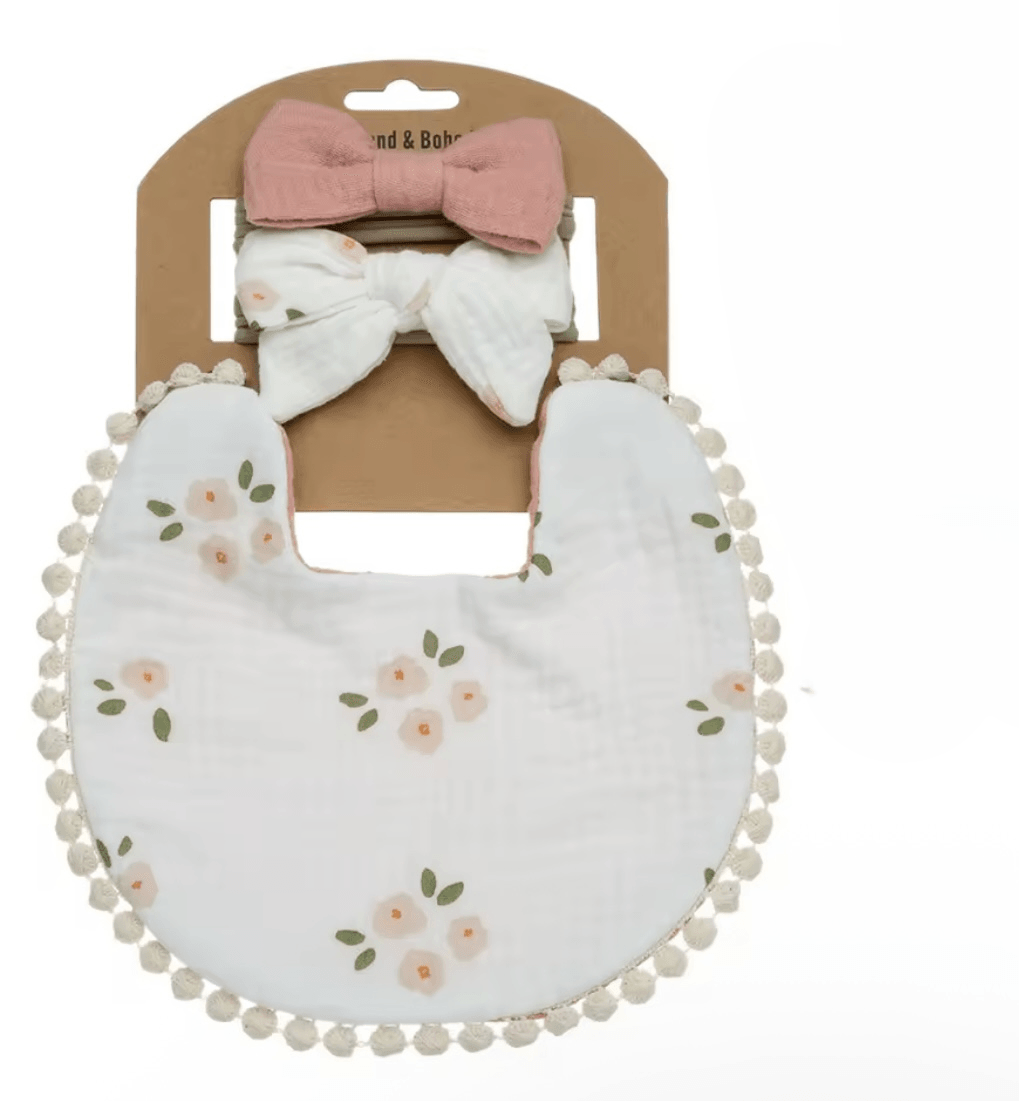 Seemly Toys Set portikla i trake za kosu za bebe, 3 komada, Belo-roze