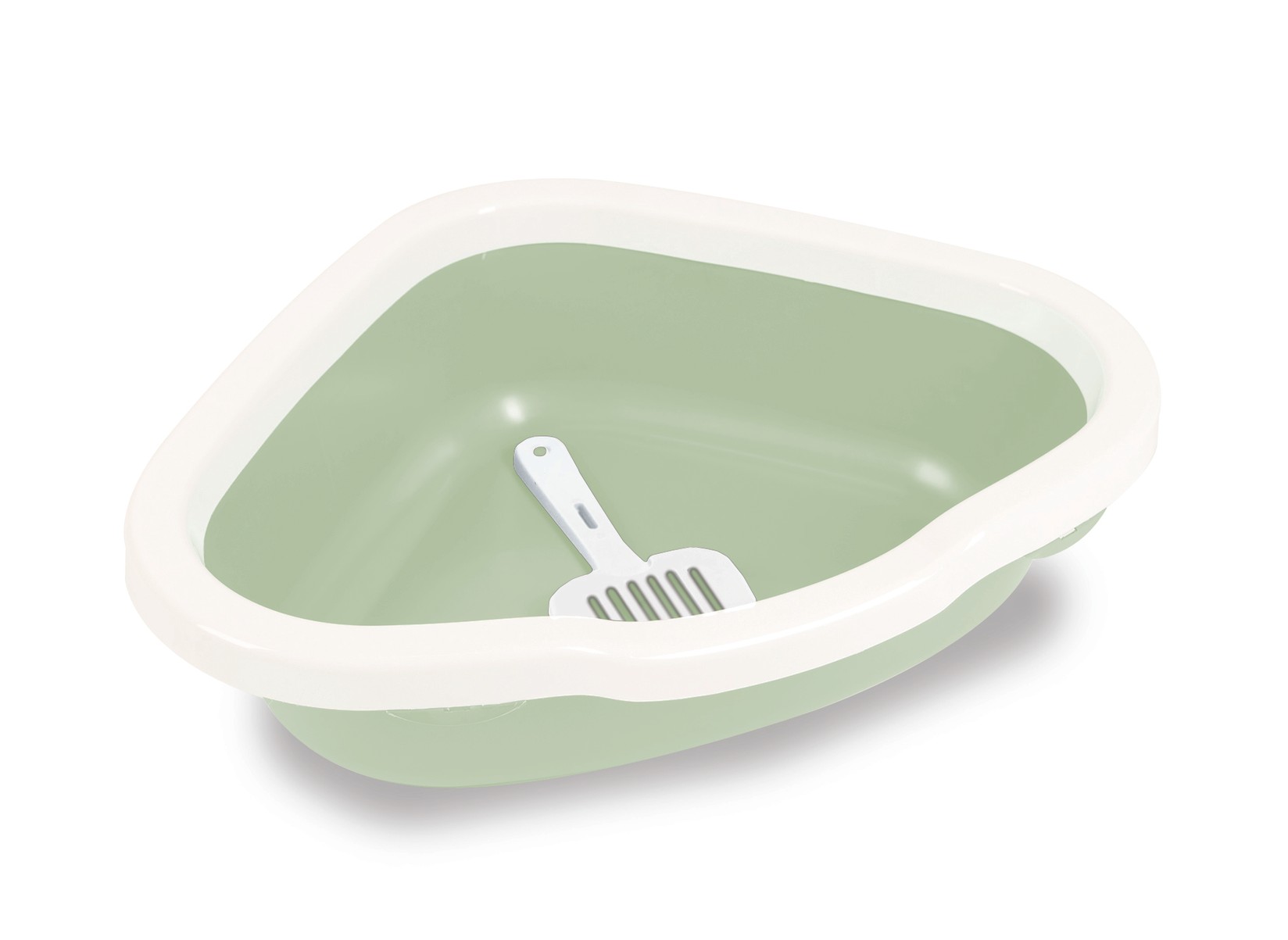 PETMAX Ugaoni toalet za mačke, otvoreni, Zeleni