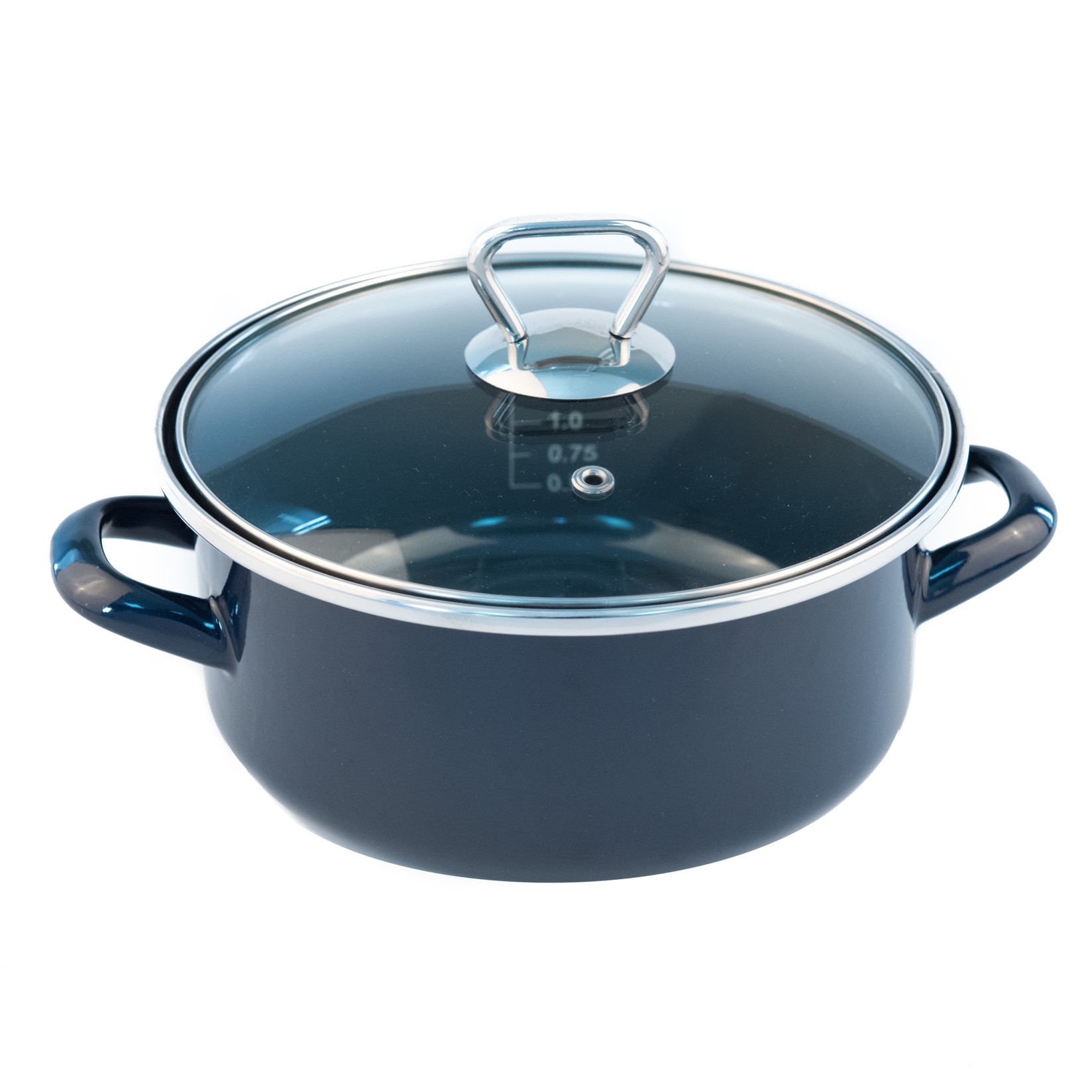 FACKELMANN Šerpa+stakleni poklopac, 18cm Emajl, 1.75l, Plava