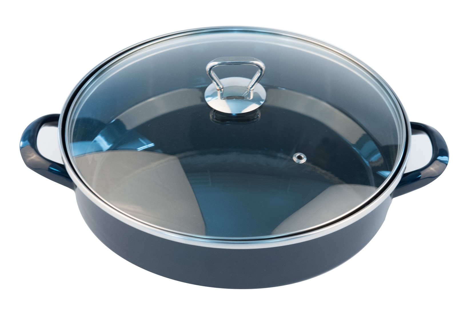 FACKELMANN Tiganj sa drškama 28cm+stakleni poklopac Emajl, Plavi