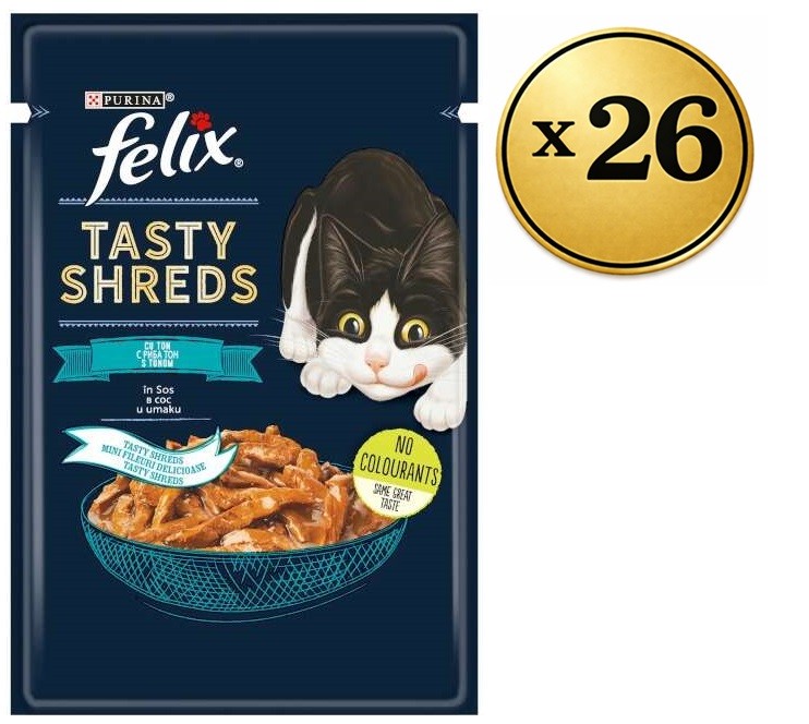 Felix Vlažna hrana za mačke tasty shreds Tuna, 26x80g