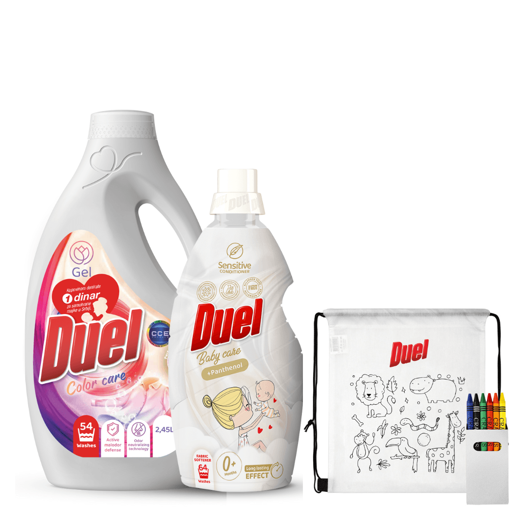 Duel Paket za pranje veša + Dečiji ranac sa bojicama, 3 Proizvoda