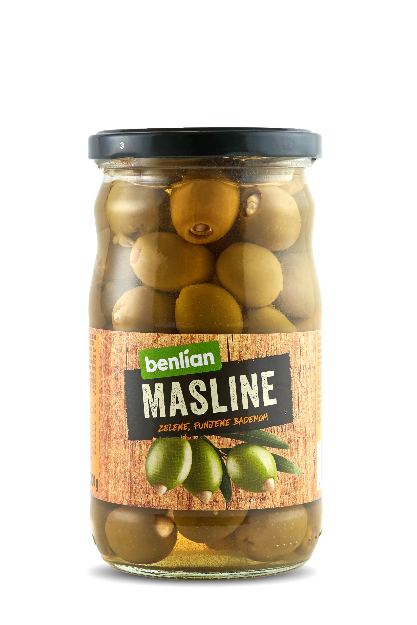 Benlian Foods Zelene masline sa bademom u tegli, 700g