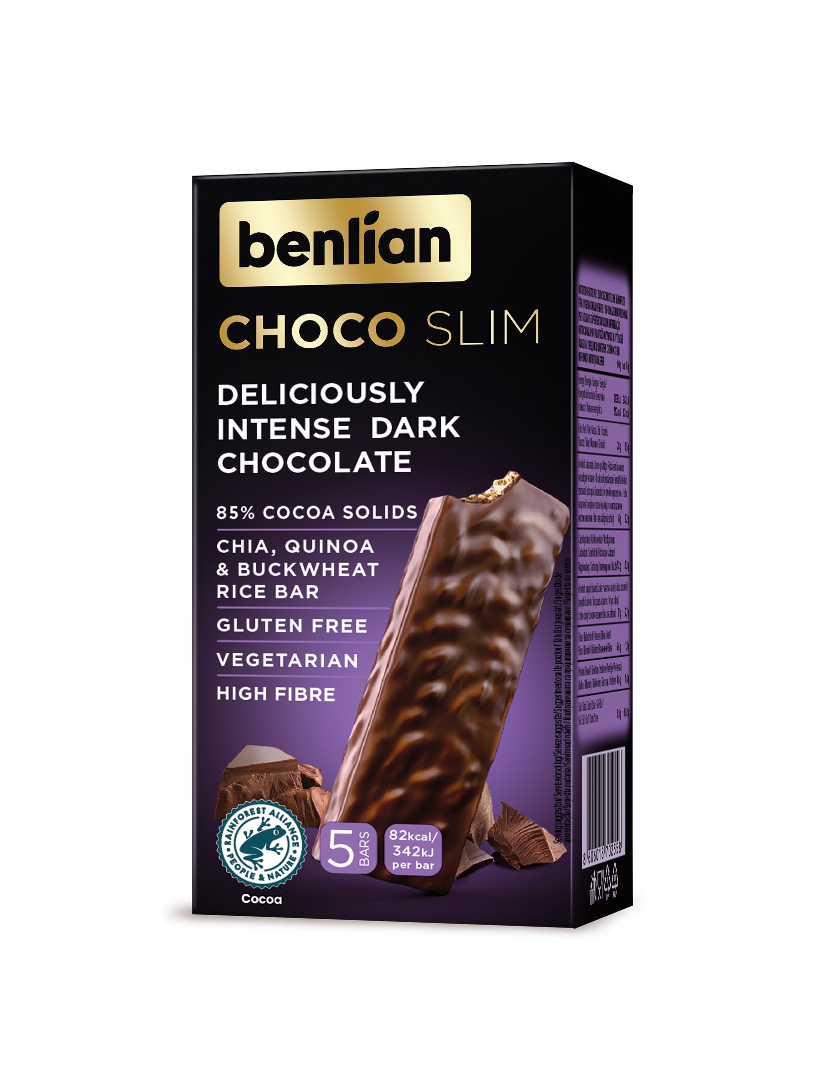 Benlian Foods Čokoladna štanglica sa 85% kakao delova Choco Slim, 80g