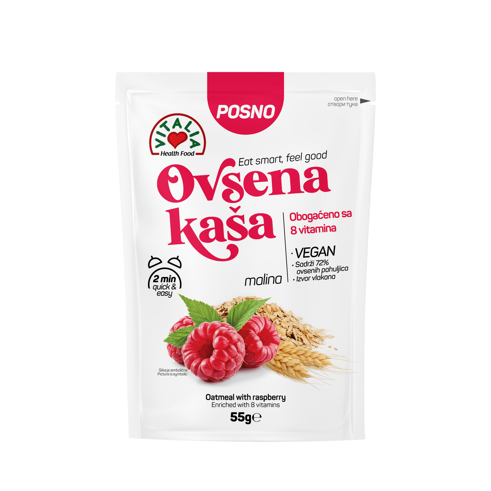 Vitalia Ovsena kaša, Malina, 55g