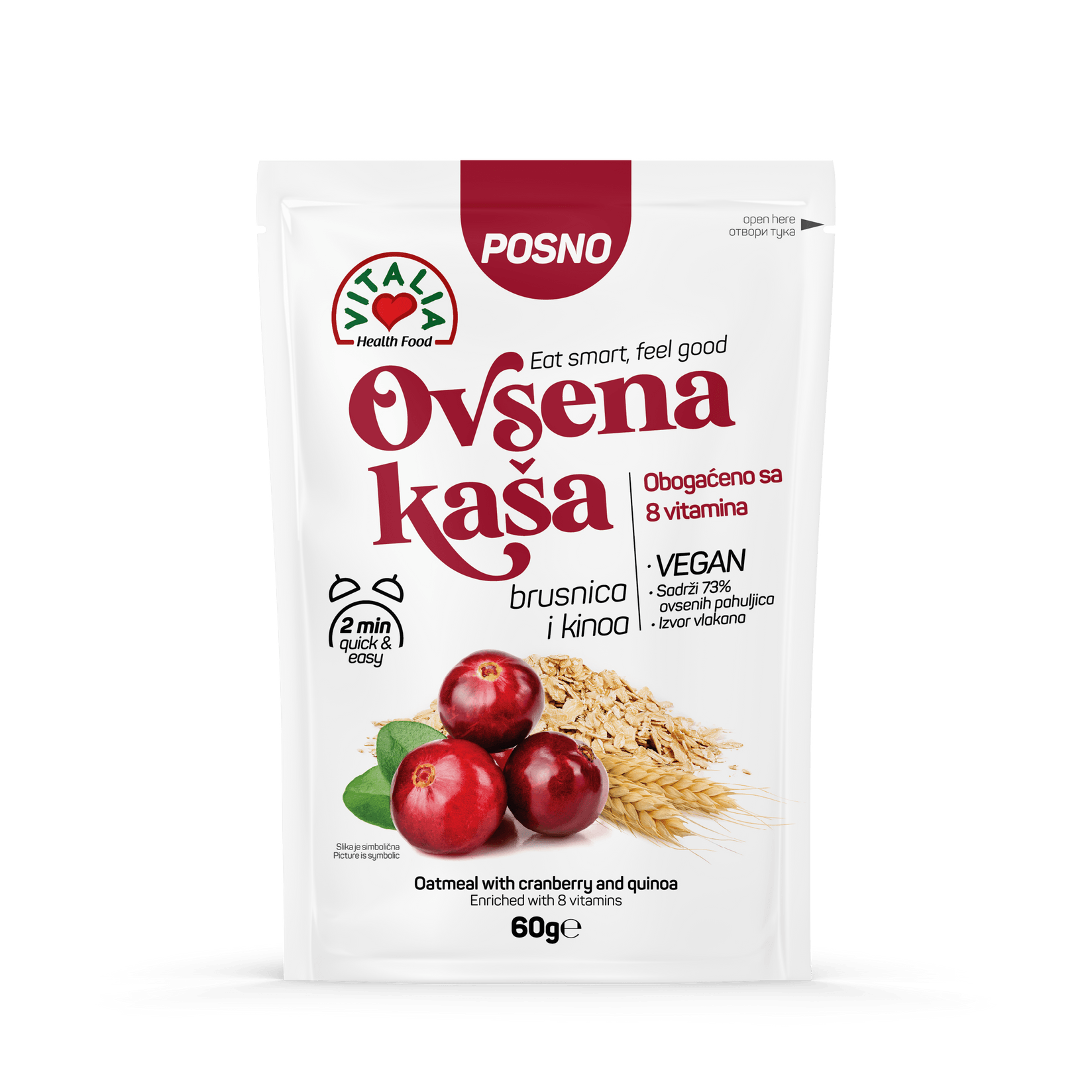 Vitalia Ovsena kaša, Brusnica i kinoa, 60g