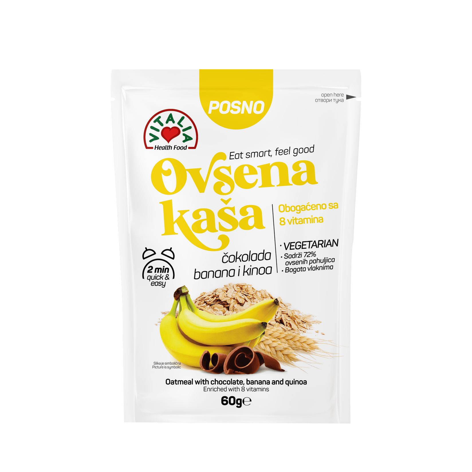 Vitalia Ovsena kaša, Čokolada, banana i kinoa, 60g