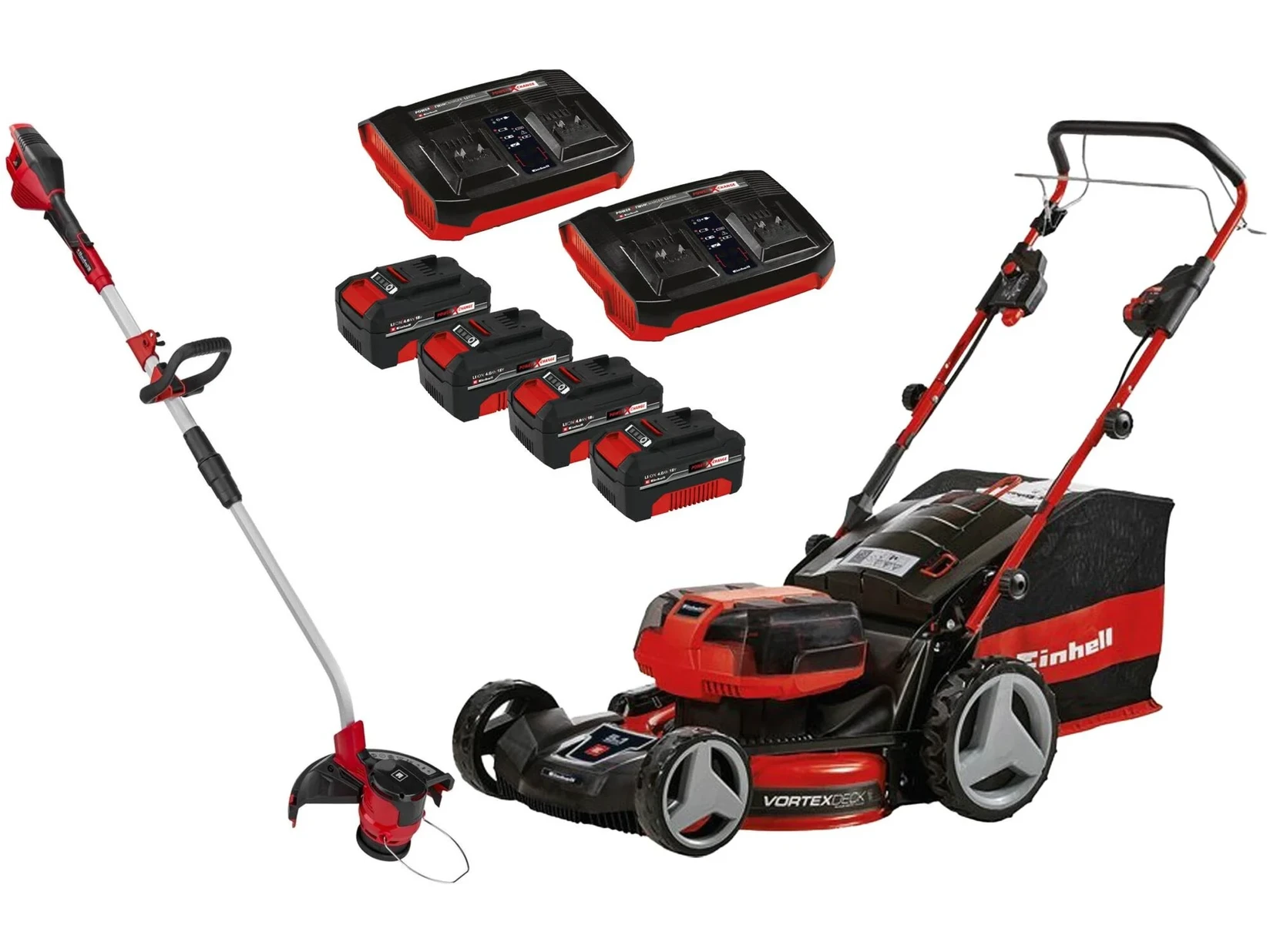 Einhell GP-CM 36/47 S Li BL (4x4,0Ah), Aku samohodna kosilica za travu + GP-CT 36/35 Li BL-Solo, Aku trimer za travu