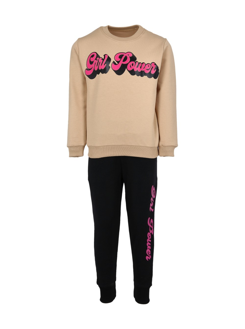 LS Komplet trenerka za devojčice bež-crna