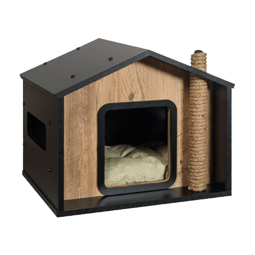 WeenyWoody Kućica za kućne ljubimce sa kanapom za grebanje, Crna
