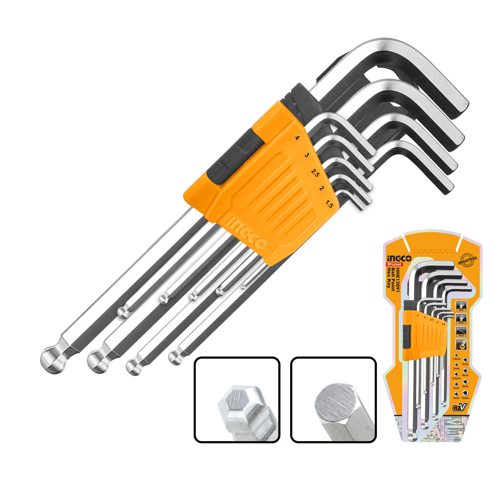 INGCO Set imbus ključevi sa loptastom glavom 9/1 HHK12091