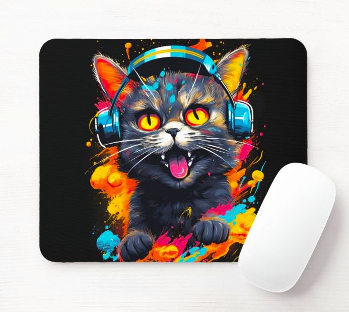 Podloga za miša Mačka u slušalicama, 230x190x3mm