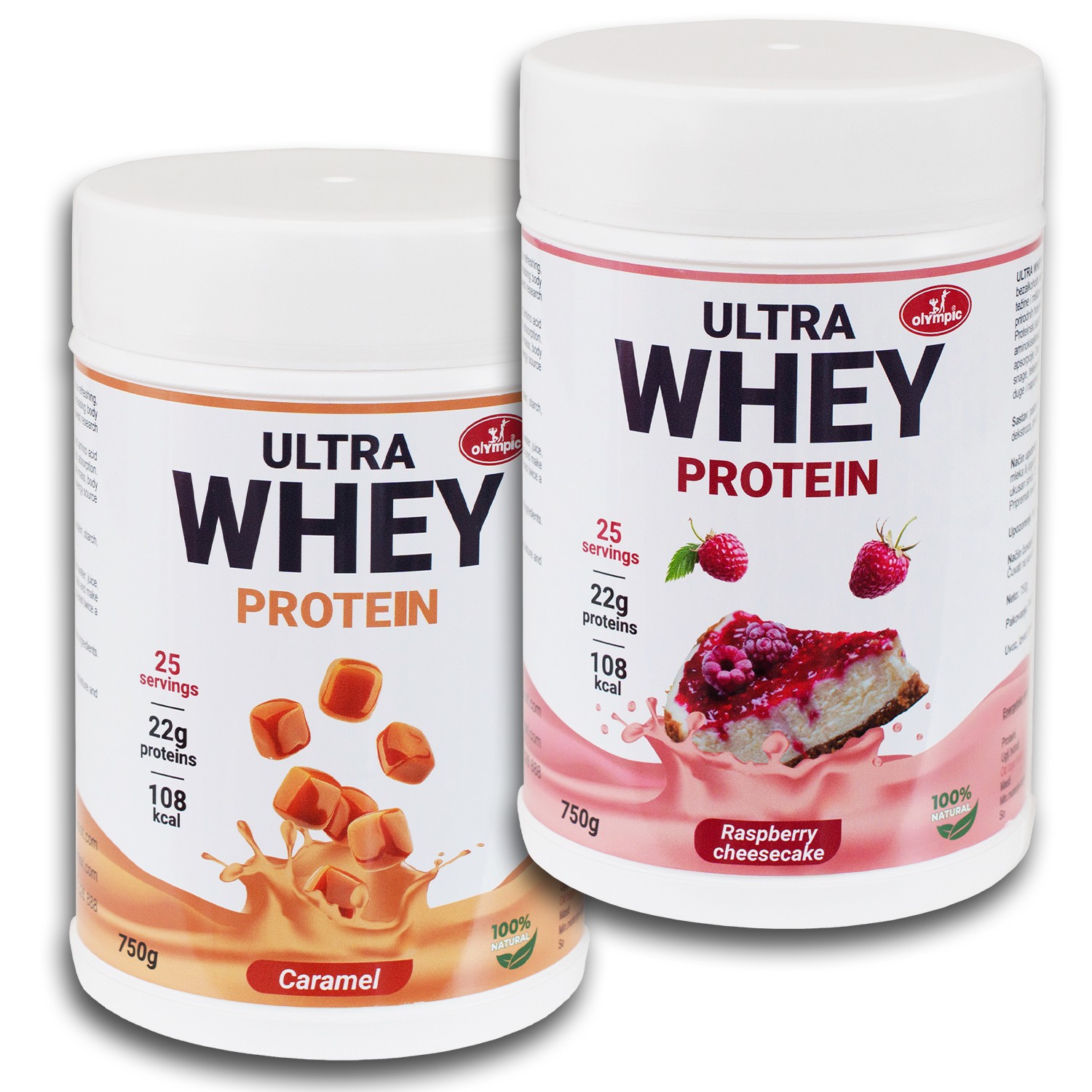 Olympic Ultra Whey Protein Cheesecake malina i Karamela, 750g, 2 komada