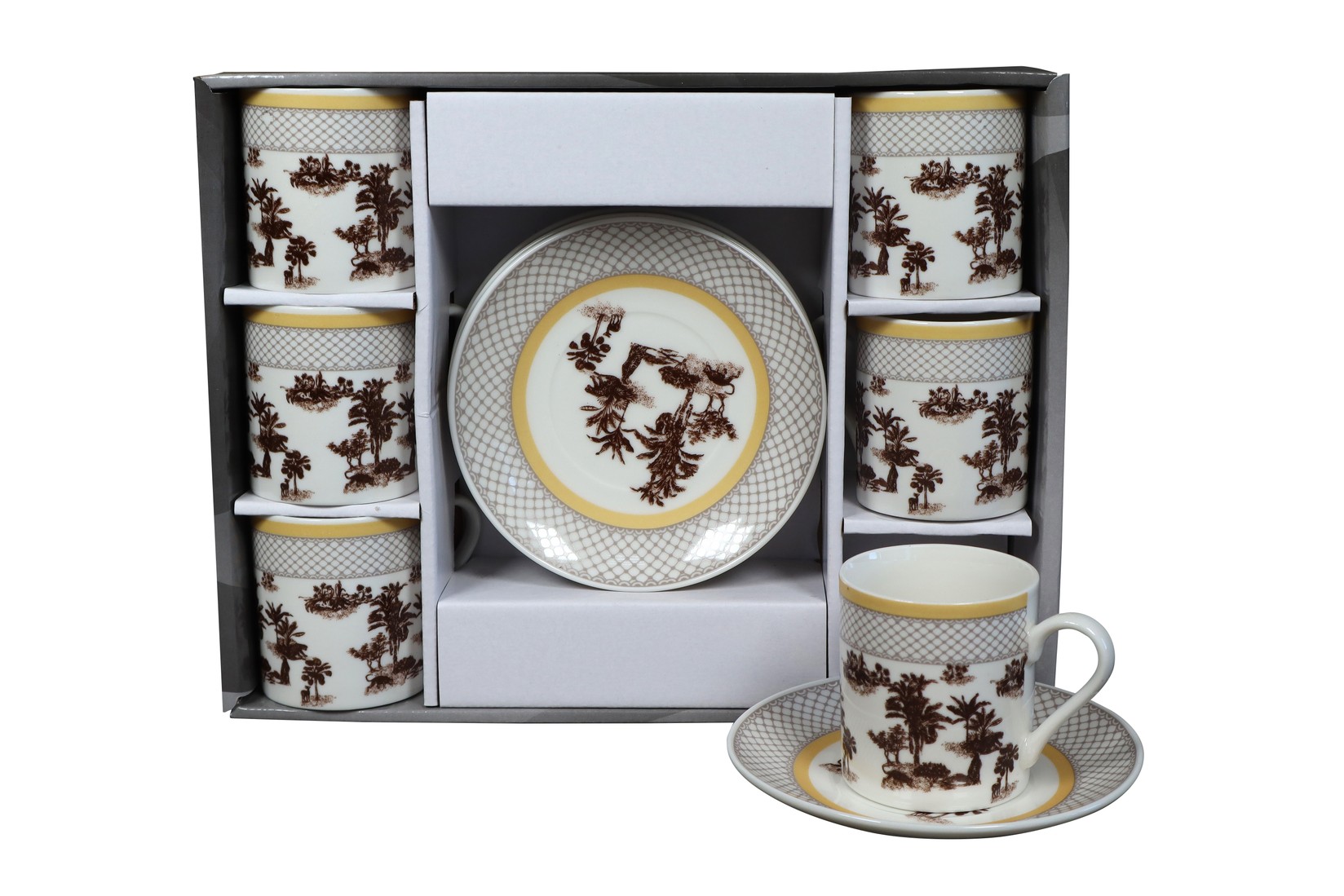 Sigma Set šolja za kafu, porcelan, 120ml 6/1 (Gold/Red) YK120C-8898