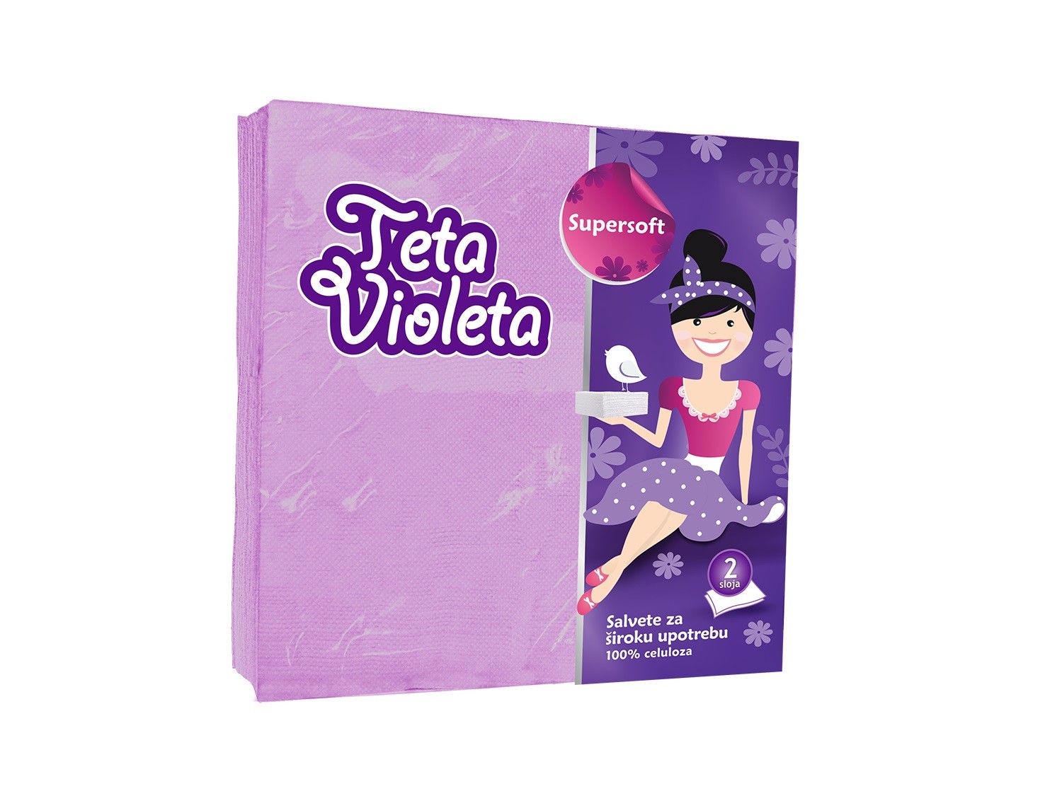 Teta Violeta Salvete Supersoft 38x38, 25 komada, Lavanda