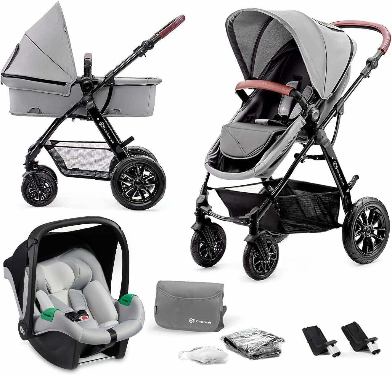 Kinderkraft Kolica za bebe 3u1 Moov Pro Mink, Siva
