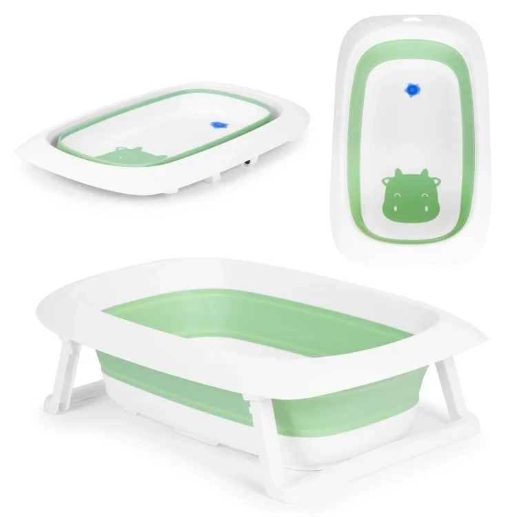 ECO TOYS Sklopiva kadica za bebe sa odvodom Cow, zelena