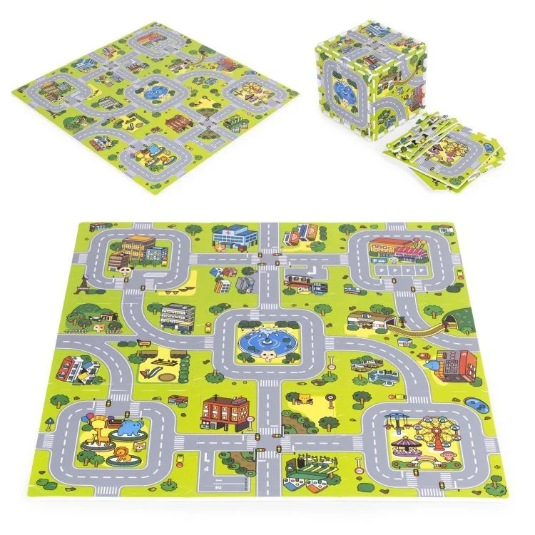 ECO TOYS Edukativna puzzle podloga za igru, 90,5x90,5cm, City