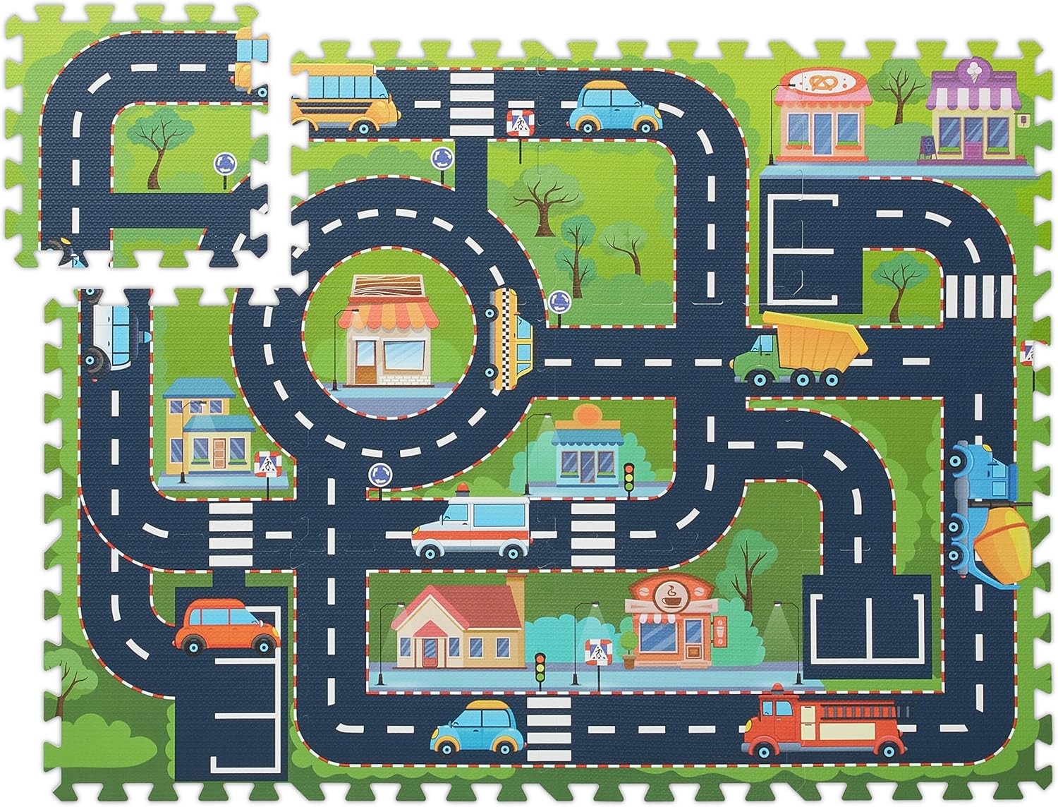 ECO TOYS podloga za igru Puzzle City, 114x86cm