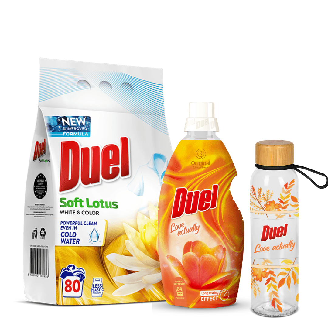 Duel Paket za pranje veša, 2 proizvoda + Staklena flašica